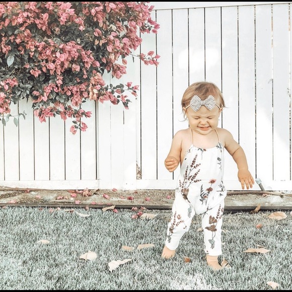 Boho Baby Floral Halter Fall Romper Jumper - Picture 2 of 2